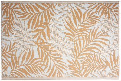 idooka Orange & White Leaves Outdoor Rug Camping Floor Mat Picnic Blanket 90 X 180Cm - image 1