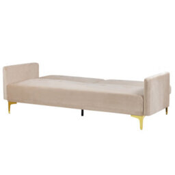 Beliani Sofa Bed 3 Seater Lucan Velvet Beige - thumbnail 7