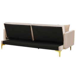 Beliani Sofa Bed 3 Seater Lucan Velvet Beige - thumbnail 8