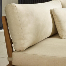 Furniturebox Uk Wisley Wood & Cream 6 Seat Curved Garden Sofa + Table Set - thumbnail 3