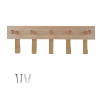 Keypak Wall Mounted Coat Rack - 5 Strap Hook Nordic Scandi Wood Hanger - Coat Hook Rail Bedroom, Hallway, Door Living Room - image 1