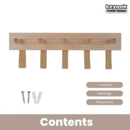 Keypak Wall Mounted Coat Rack - 5 Strap Hook Nordic Scandi Wood Hanger - Coat Hook Rail Bedroom, Hallway, Door Living Room - thumbnail 4