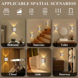 Amorly Wiring Free Rechargeable Wall Light, Wireless Bedside Ambience Night Lamp, Stairway Motion Sensor Light (Walnut Wood) - thumbnail 6