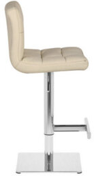 Lamboro Allegro Leather Single Deluxe Kitchen Bar Stool, Chrome Footrest, Adjustable Swivel Gas Lift, Breakfast Bar & Home Barstool, Cream - thumbnail 2