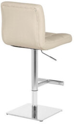 Lamboro Allegro Leather Single Deluxe Kitchen Bar Stool, Chrome Footrest, Adjustable Swivel Gas Lift, Breakfast Bar & Home Barstool, Cream - thumbnail 4