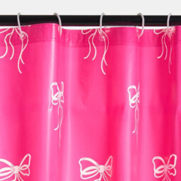 Ohs Bows Mould Proof Shower Curtain With 12 Hooks - Pink - thumbnail 4