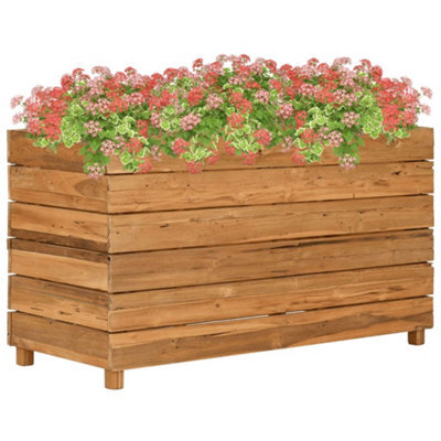 Walplus Raised Bed 100X40X55 Cm Recycled Teak Wood And Steel - image 1