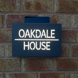 One Of A Kind Design Uk Personalised Contemporary Solar Light House Sign Led Illuminated Uv Stable- 305X155mm Grey