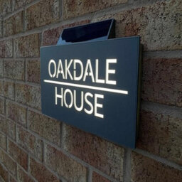 One Of A Kind Design Uk Personalised Contemporary Solar Light House Sign Led Illuminated Uv Stable- 305X155mm Grey - thumbnail 2