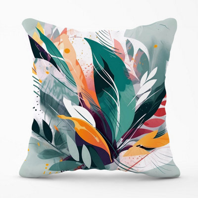 Warren Reed Designer Coloured Abstrace Feather Leaves Outdoor Cushion 45Cm X 45Cm - image 1