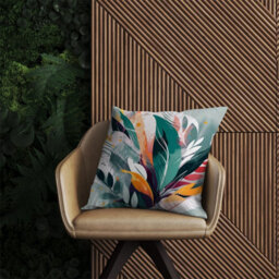 Warren Reed Designer Coloured Abstrace Feather Leaves Outdoor Cushion 45Cm X 45Cm - thumbnail 2