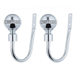 A.unique Home Pair Of Diamante Ball Metal Holdbacks With Fittings - Nickel - thumbnail 3