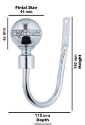 A.unique Home Pair Of Diamante Ball Metal Holdbacks With Fittings - Nickel - thumbnail 2