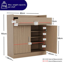 Shoe Rack Cabinet Storage Wooden Cupboard Door Drawer Unit Pine - thumbnail 2
