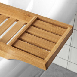 Sobuy Frg212-N, Bamboo Bath Tray Bath Shelf Wooden Bathtub Caddy Rack For Bathtubs, Wine Glass Holder And Candle Slot - thumbnail 5