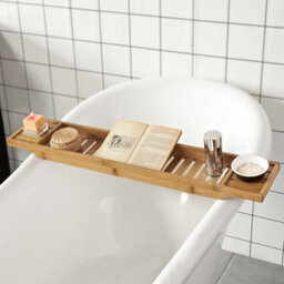 Sobuy Frg212-N, Bamboo Bath Tray Bath Shelf Wooden Bathtub Caddy Rack For Bathtubs, Wine Glass Holder And Candle Slot - thumbnail 2