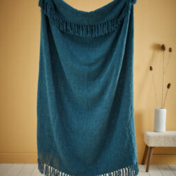 Appletree Chenille Eco-Friendly Textured Teal Throw - thumbnail 3