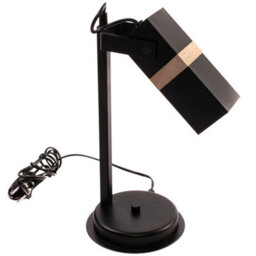 Milagro Vidar Black Table Lamp 1Xgu10 Hand Made Modernist Cuboid Design With Natural Wooden Inserts - thumbnail 4