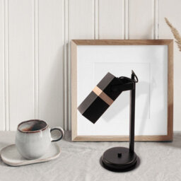 Milagro Vidar Black Table Lamp 1Xgu10 Hand Made Modernist Cuboid Design With Natural Wooden Inserts - thumbnail 2