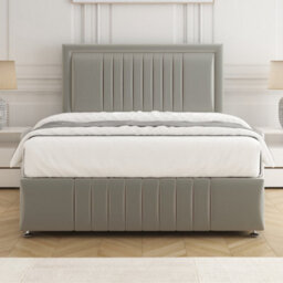 Bsspoke Lily Divan Bed Set In Silver Plush Velvet 24Inch Headboard & Footboard 2 Drawers Same Side & No Mattress In All Sizes - thumbnail 3