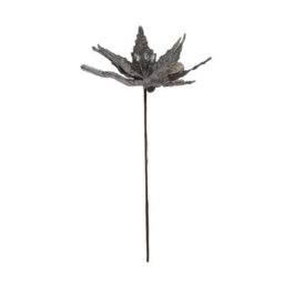 Samuel Alexander 50Cm Silver Velvet Poinsettia Stem With Glitter Christmas Decoration - thumbnail 2