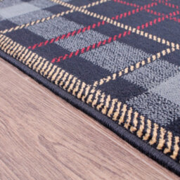 Tartan Blue Chequered Tartan Easy To Clean Rug For Dining Room -80Cm X 150Cm - thumbnail 4