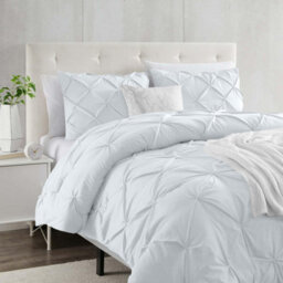 Ameha Pintuck Duvet Cover Set White With Matching Pillowcase And Pinch Pleat Diamond Super King 260X220Cm - thumbnail 6