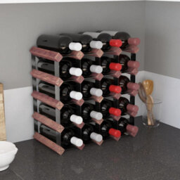 Walplus Wine Rack For 20 Bottles Brown Solid Wood Pine - thumbnail 1