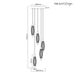 Pagazzi Lighting Pagazzi Nina 5-Light Led Cascade Antique Brass Pendant - thumbnail 3