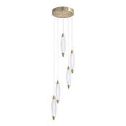 Pagazzi Lighting Pagazzi Nina 5-Light Led Cascade Antique Brass Pendant - thumbnail 2