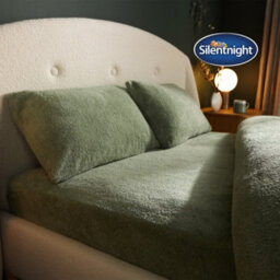 Silentnight Teddy Fleece Fitted Sheet - Sage - Double - thumbnail 1