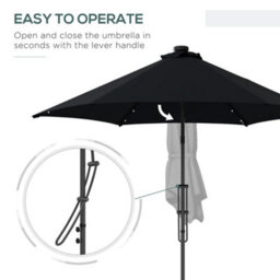 Outsunny 3(M) Cantilever Garden Parasol Umbrella W/ Solar Led, Black - thumbnail 4