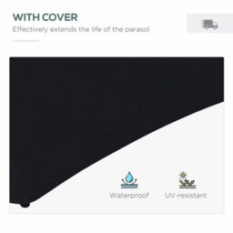Outsunny 3(M) Cantilever Garden Parasol Umbrella W/ Solar Led, Black - thumbnail 7