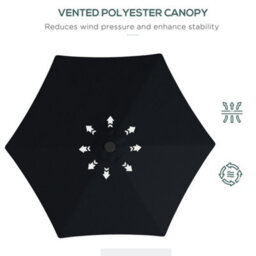 Outsunny 3(M) Cantilever Garden Parasol Umbrella W/ Solar Led, Black - thumbnail 6