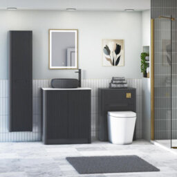 Royal Bathrooms Avenza 800mm Matt Obsidian Black Floor Standing Bathroom Vanity Unit 2 Door With Milan Black Basin - thumbnail 4