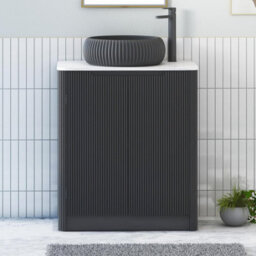 Royal Bathrooms Avenza 800mm Matt Obsidian Black Floor Standing Bathroom Vanity Unit 2 Door With Milan Black Basin - thumbnail 1