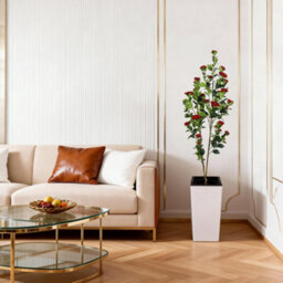 London Boutique 180 Cm Artificial Camellia Tree, Tall Red Planter, Faux Flower Tree, Indoor Outdoor Decor, Entryway Living Room - thumbnail 6