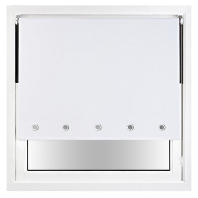Furnished Thermal Blackout Roller Blinds With Round Eyelets & Metal Fittings - White (W)105Cm (L)165Cm - image 1