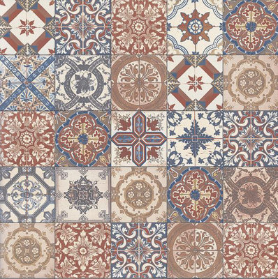 Patchwork Mediterranean Tile Vinyl By Remland (Belgravia Multi Terracotta, 3M X 4M)