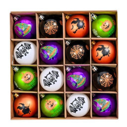Amorly 16Pcs Halloween Tree Hanging Ornaments, Witch, Spider Web, Pumpkin, Skull & Ghost Decor Balls, Festive Baubles For Home Decoration - thumbnail 2