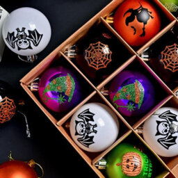 Amorly 16Pcs Halloween Tree Hanging Ornaments, Witch, Spider Web, Pumpkin, Skull & Ghost Decor Balls, Festive Baubles For Home Decoration - thumbnail 4