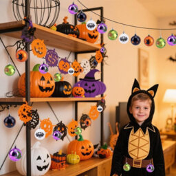 Amorly 16Pcs Halloween Tree Hanging Ornaments, Witch, Spider Web, Pumpkin, Skull & Ghost Decor Balls, Festive Baubles For Home Decoration - thumbnail 6