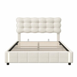 4Ft6 Double Bed 135X190 With Storage, Bed Frame With Inductive Led, Padded Headboard, Slatted, For Adults And Teenagers, Velvet - thumbnail 9