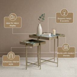 Minster 53/45Cm Square Tables (Set Of 2) - Marble-Look Tabletop - L32 X W32 X H45 Cm - thumbnail 2