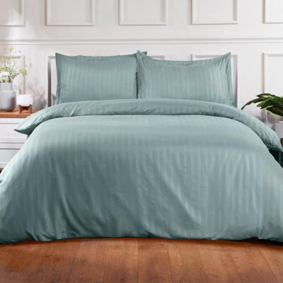 OHS Satin Stripe Duvet Cover With Pillowcase Set - image 1