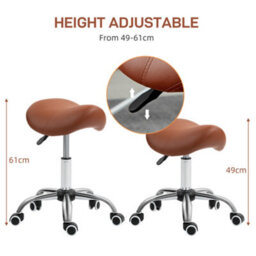 Homcom Pu Leather Saddle Stool W/ Moulded Padded Seat Adjustable Height Brown - thumbnail 4