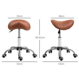 Homcom Pu Leather Saddle Stool W/ Moulded Padded Seat Adjustable Height Brown - thumbnail 3