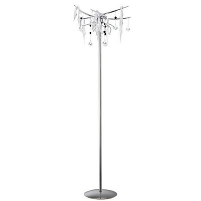Luminosa Lighting Luminosa Cygnet Floor Lamp 6 Light G4 Polished Chrome/white Glass/crystal, Not Led/cfl Compatible Item Weight: 15Kg - image 1