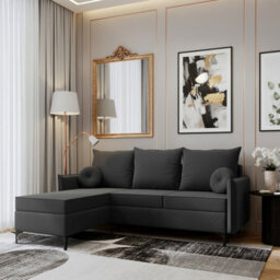 Leon L Living Room Corner Sofa Bed With Dl Mechanism Storage Box Mdf Frame Bonell Springs 213X168X101Cm Dark Grey Left - thumbnail 2