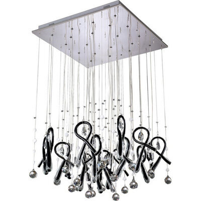 Luminosa Lighting Luminosa Class Pendant Square 20 Light G4 Polished Chrome/black Glass/crystal, Not Led/cfl Compatible - image 1